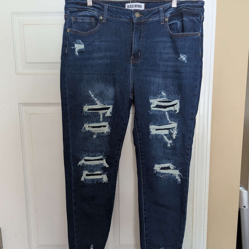 Women's Dark Blue Distressed Skinny Jeans